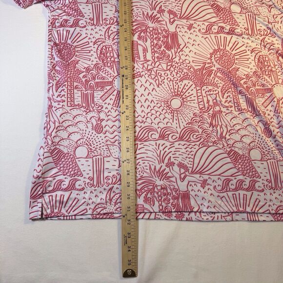 Yatta Golf Mens XXL Pink White Short Sleeve Golf Polo Shirt Hawaiian Theme Shaka - Picture 7 of 11